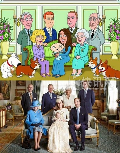 英皇室全家福照片惨遭恶搞小乔治露坏笑(图)