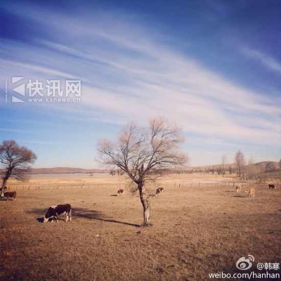 韩寒晒风景照挑战神回复