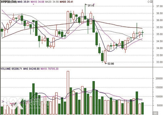 东阿阿胶日K线图