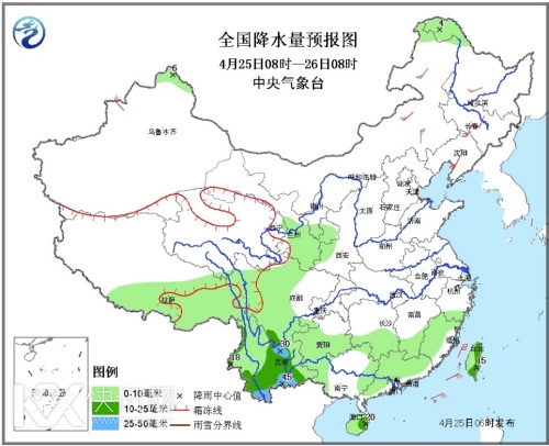 云南海南有较强降水华北东北等地气温明显偏高